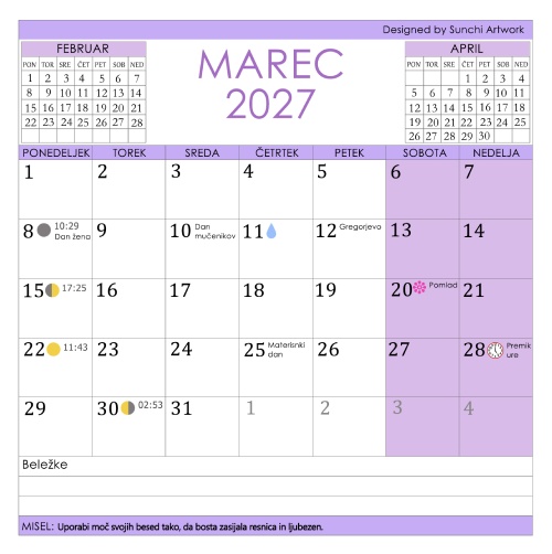 Koledar mandal 2027 - slika 9